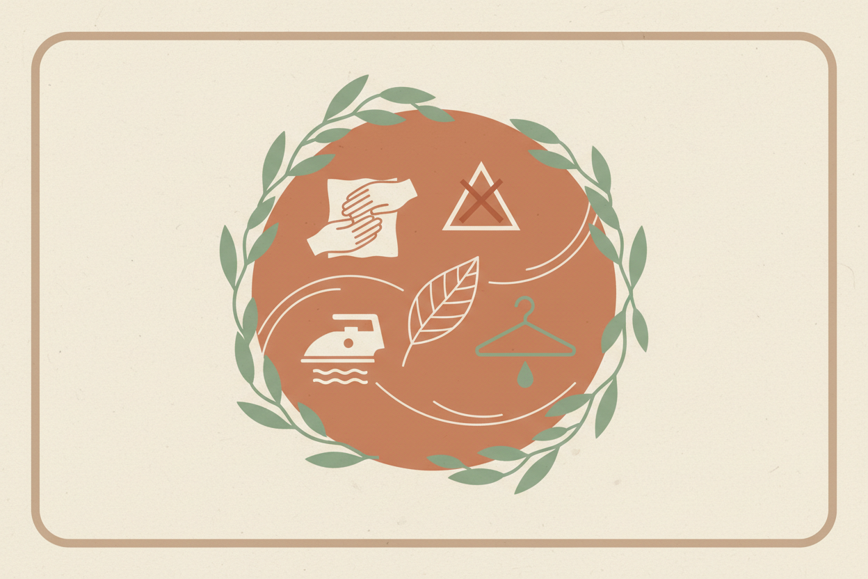 caution page image for a natural dye cloths. dont text on the iamge