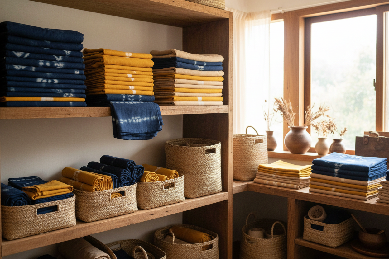 cloth storage of a natural dye cloth. dont ice text on iamge