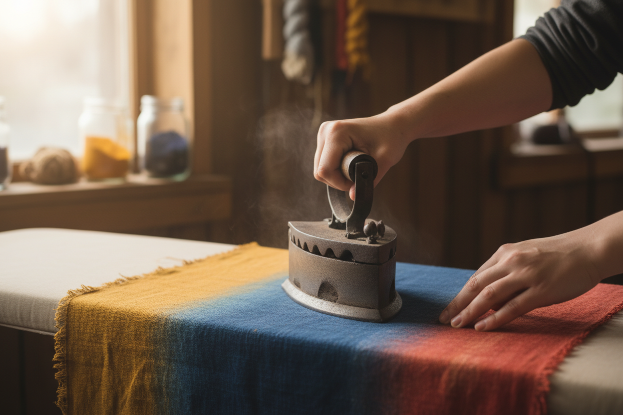 ironing cloth iamge for a natural dye cloth store. dont gibve text on iamge